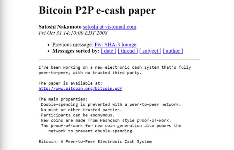 Email đính kèm sách trắng Bitcoin của Satoshi Nakamoto