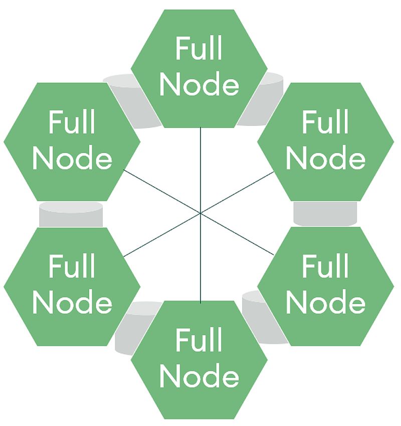 Hình ảnh minh họa cho một node đầy đủ trong mạng blockchain.