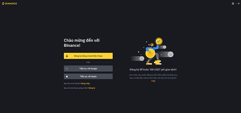 Mở tài khoản trên Binance